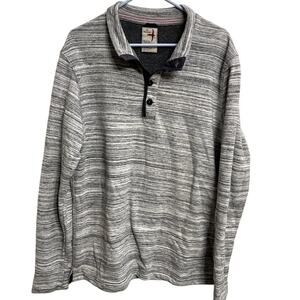 Men's Light Gray Relwen Loop Back Mock Neck 1/4 Button Sweater Size L EUC